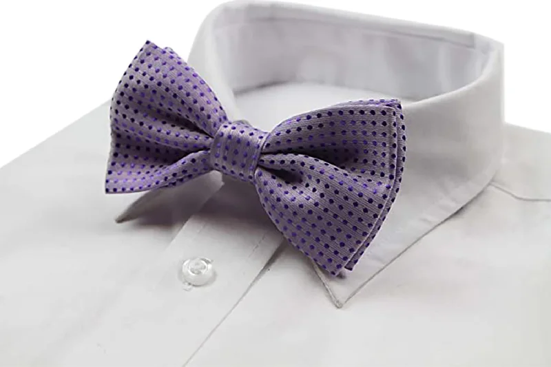 Stylish men's tie with bold polka dots for formal wear-Mens Violet Polka Dot Patterned Bow Tie