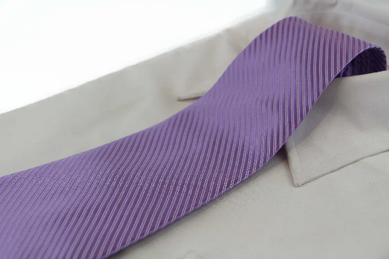 Men's tie with modern color blocking design-Mens Violet Striped 10cm Classic Neck Tie