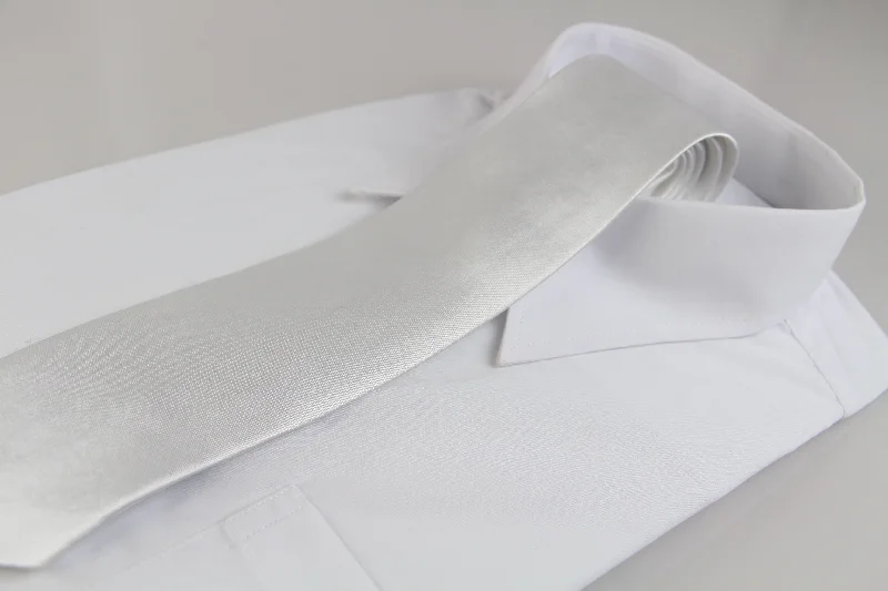 Elegant men's tie with light pastel colors for weddings-Mens White 8cm Plain Neck Tie