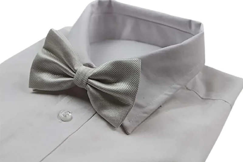 Stylish men's tie with colorful stripes for formal gatherings-Mens White Plain Coloured Checkered Bow Tie