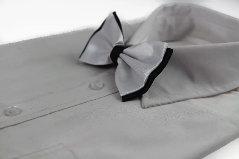 Stylish men's tie for creative professionals with unique design-Mens White Two Tone Layered Bow Tie