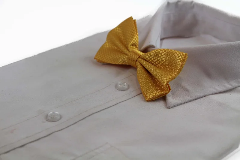 Men's tie with vibrant accents for holiday wear-Mens Yellow Disco Shine Checkered Patterned Bow Tie