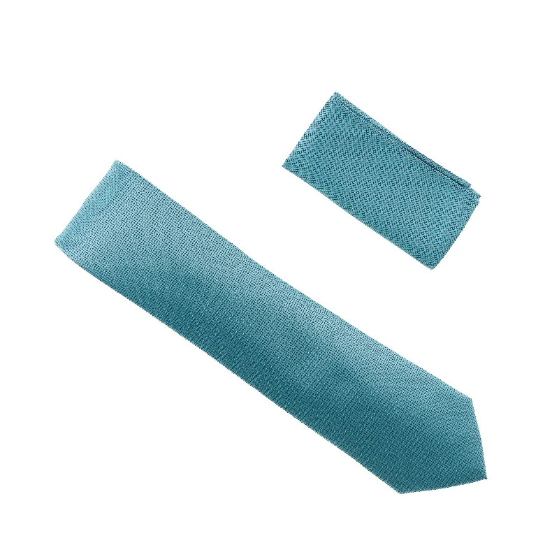 Classic men's tie with deep blue tone for formal wear-Metallic Teal Pin Dot Silk Necktie with Matching Pocket Square