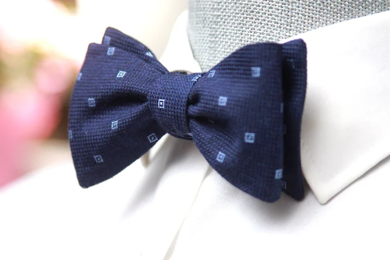 Men's tie with rich tones for high-end occasions-Navy Blue Self-Tie Bow Tie