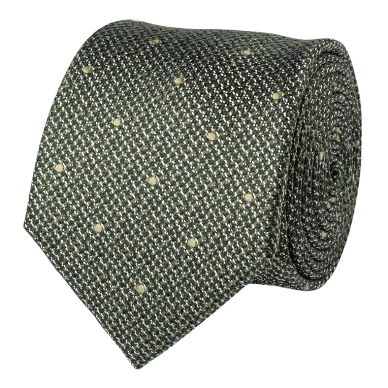 Men's tie with modern textured design for office wear-Olive Self Spot Tie