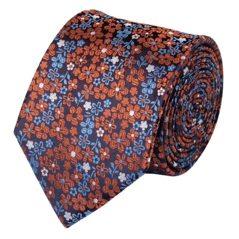 Men's tie with smooth satin finish for luxury occasions-Orange Floral Tie