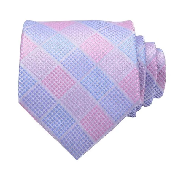 Classic men's tie for sophisticated office look-Classy Men Pastel Checkered Silk Necktie