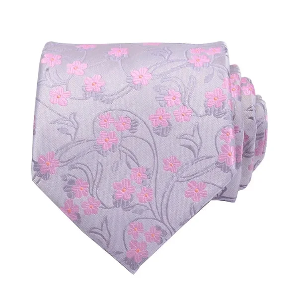 Men's tie with rich fabric for corporate functions-Classy Men Pearly Floral Silk Necktie