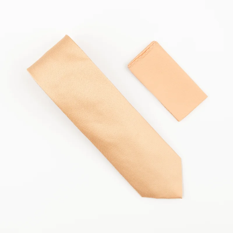 Men's tie with diagonal stripes for an elegant office appearance-Peach Pin Dot Silk Necktie With Matching Pocket Square