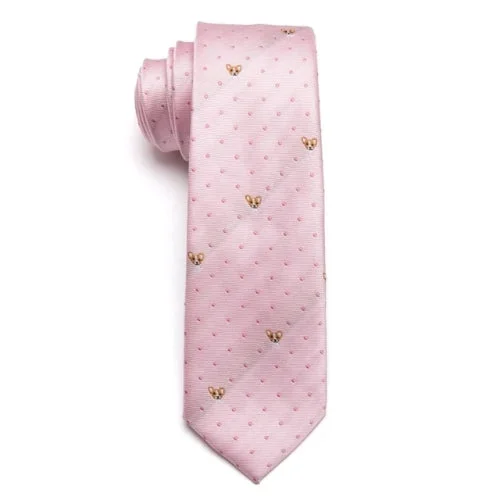 Classic men's tie for professional and formal attire-Classy Men Pink Chihuahua Skinny Tie