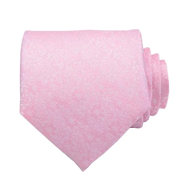 Men's tie with smooth fabric for elegant affairs-Classy Men Pink Floral Silk Necktie