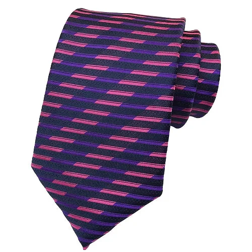 Men's tie with elegant patterns for special occasions-Classy Men Pink & Purple Striped Silk Tie