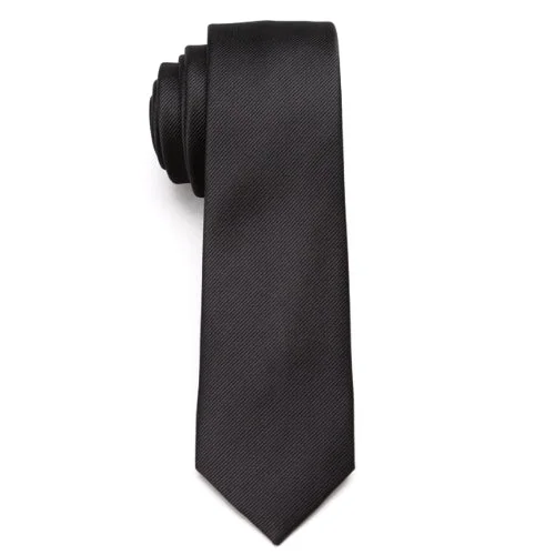 Best men's tie with fine silk fabric for office events-Classy Men Plain Black Skinny Tie