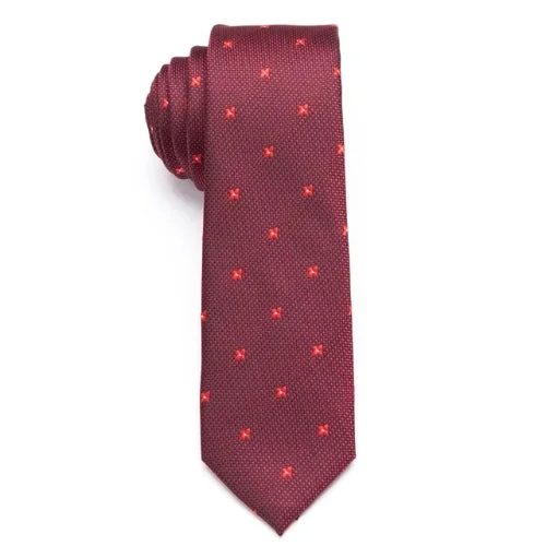 Men's tie with fine fabric for weddings and formal events-Classy Men Red Blossom Skinny Tie