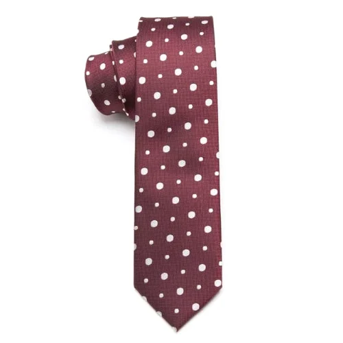 Men's tie with geometric texture for modern business meetings-Classy Men Red Irregular Dot Skinny Tie