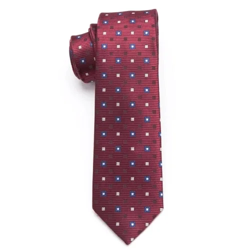 Elegant men's tie with intricate woven design-Classy Men Red Square Skinny Tie