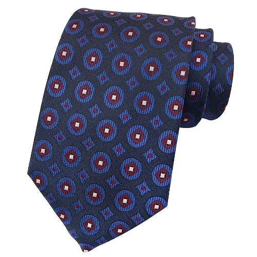 Stylish men's tie with unique color combinations-Classy Men Round Diamond Silk Tie