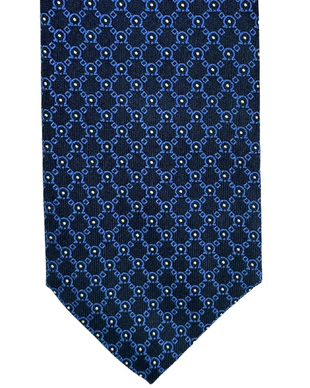 Best men's tie for professional job interviews-Salvatore Ferragamo Silk Tie Navy Blue Gancini - Narrow Necktie