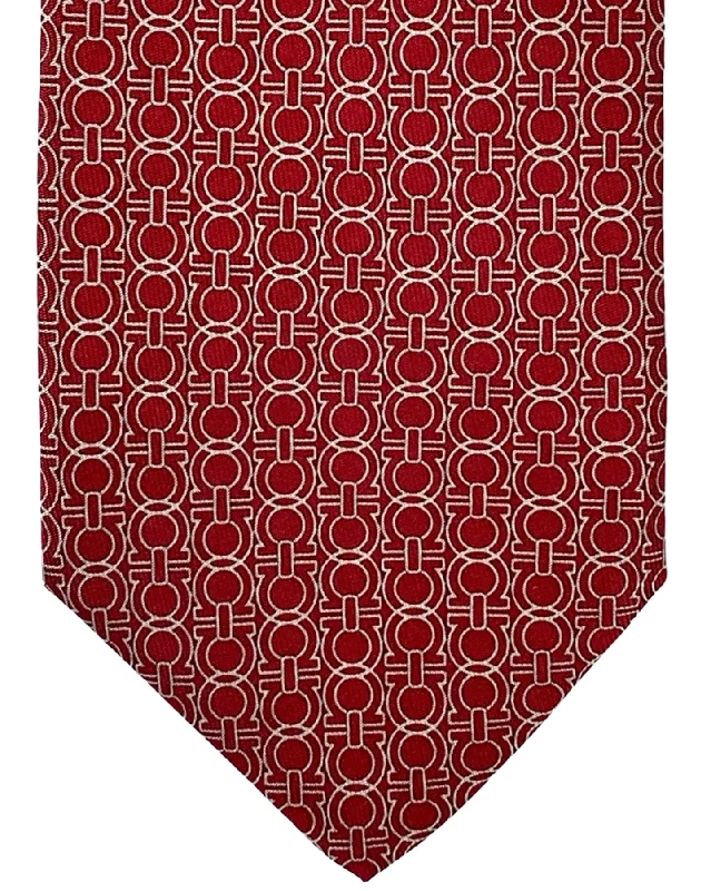 Designer men's tie for upscale social events-Salvatore Ferragamo Silk Tie Red Interlocking Gancini