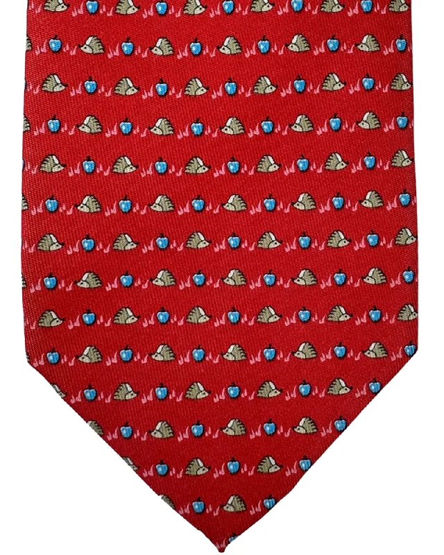 Men's tie with luxurious satin fabric for weddings-Salvatore Ferragamo Tie Red Novelty Porcupine