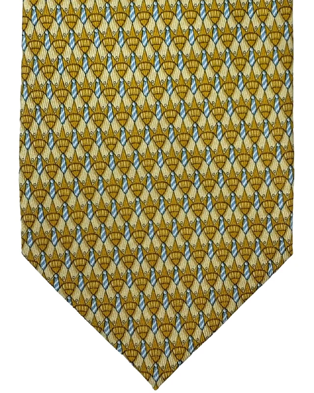 Men's tie with colorful checks for formal events-Salvatore Ferragamo Silk Tie Yellow Dress Shirt & Necktie Design