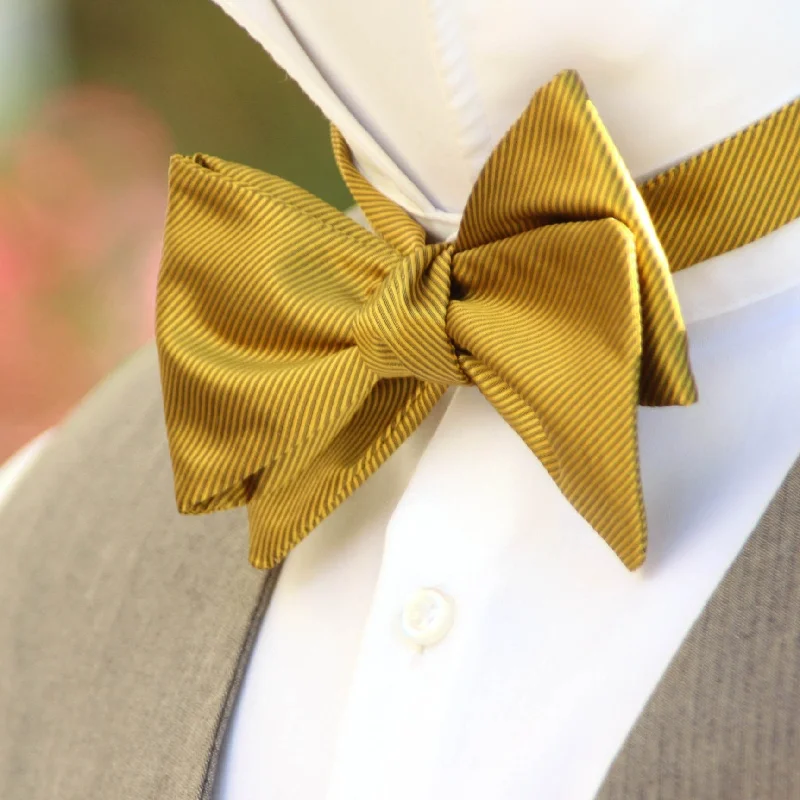 Men's tie with subtle patterns for corporate events-Mustard Solid Self-Tied Bow Tie