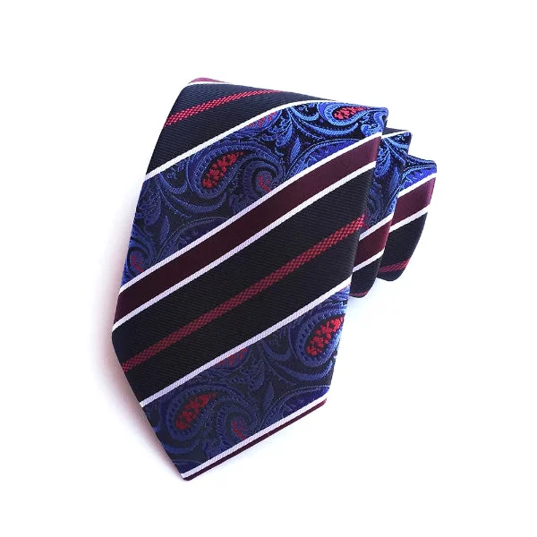 Designer silk tie for upscale corporate functions-Classy Men Silk Striped Paisley Tie