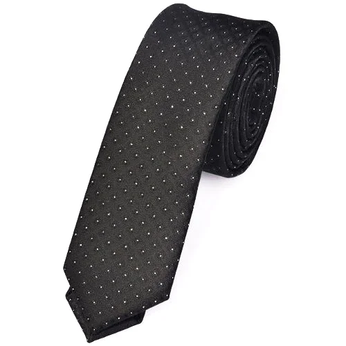 Stylish men's tie with subtle print for a refined look-Classy Men Skinny Black Mini Dot Tie