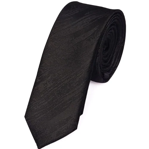 Luxury men's tie with fine texture for weddings-Classy Men Skinny Black Pattern Tie