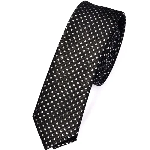 Best men's tie with deep tones for formal events-Classy Men Skinny Black Square Dot Tie