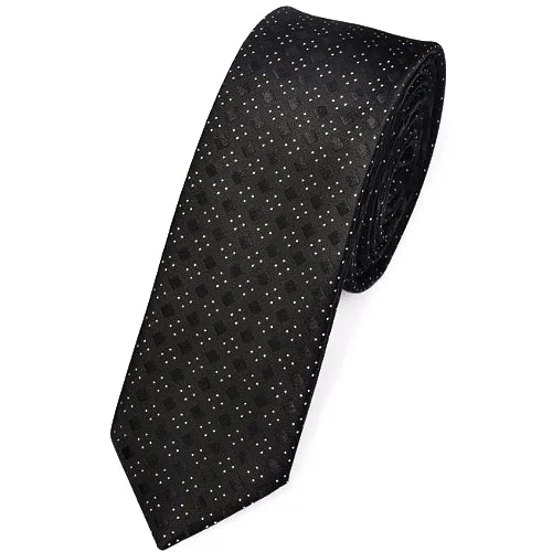 Men's tie with geometric patterns for corporate events-Classy Men Skinny Black Dotted Tie