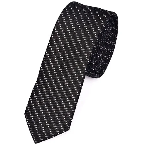 Men's tie with a classic plaid design for work-Classy Men Skinny Black Stripe Dot Tie