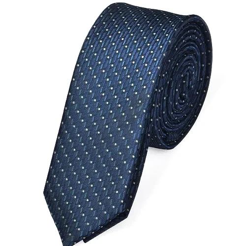 Best men's tie for a luxury corporate meeting-Classy Men Skinny Blue Dash Dot Tie