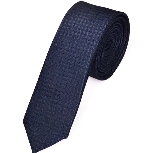 Men's silk tie for evening business functions-Classy Men Skinny Blue Pin Check Tie