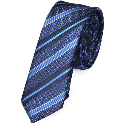 Men's tie with fine fabric for formal office wear-Classy Men Skinny Blue Striped Tie