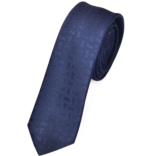 Trendy men's tie for a formal brunch event-Classy Men Skinny Dark Blue Tie