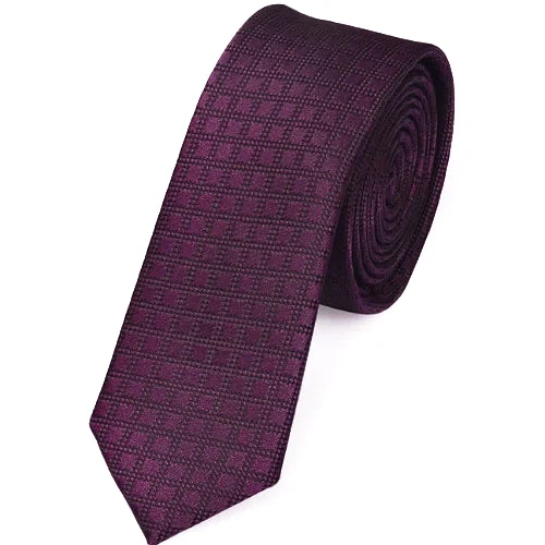 Designer men's tie for upscale social events-Classy Men Skinny Purple Mini Check Tie