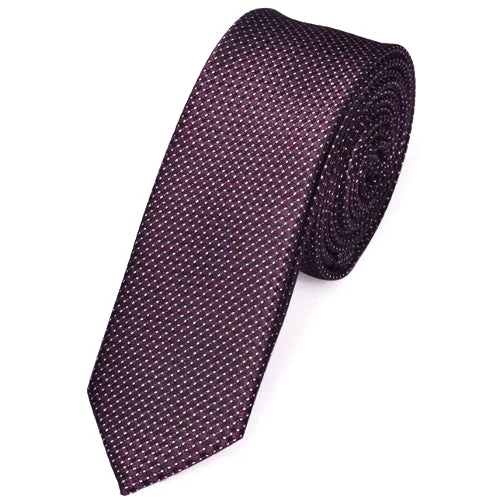 Men's tie with fine geometric pattern for business wear-Classy Men Skinny Purple Tie