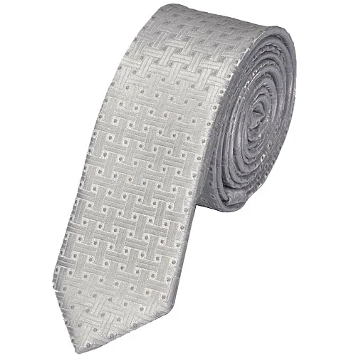 Best men's tie with rich patterns for business attire-Classy Men Skinny Silver Tie