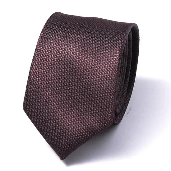 Men's tie for special occasions with modern design-Classy Men Solid Brown Silk Skinny Tie