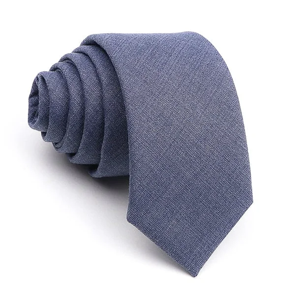 Men's tie with a classic paisley pattern for special occasions-Classy Men Solid Denim Blue Skinny Tie