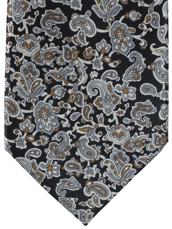 Men's tie with modern color blocking design-Stefano Ricci Silk Tie Black Gray Brown Paisley SALE