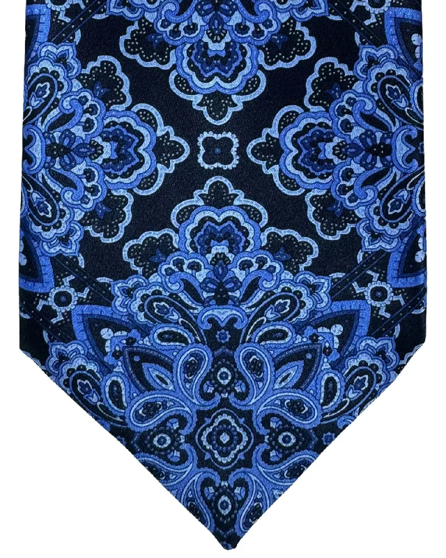 Men's tie with modern houndstooth print-Stefano Ricci Tie Dark Blue Blue Ornamental Design