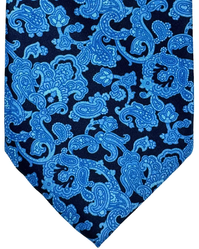 Men's tie for luxury dinners with contemporary design-Stefano Ricci Tie Midnight Blue Paisley Design