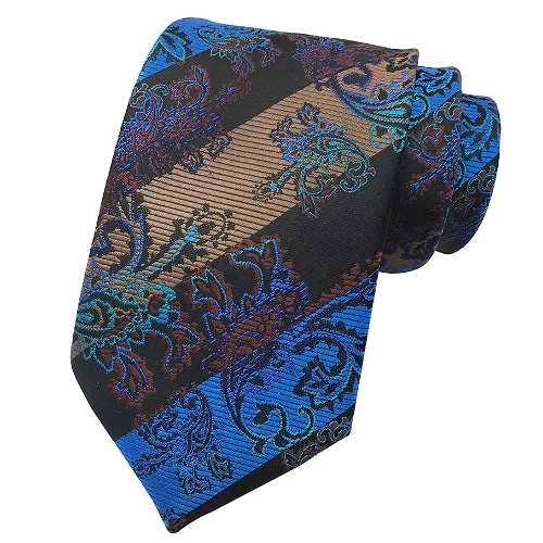 Men's tie with subtle diagonal stripes for office events-Classy Men Striped Brocade Silk Tie