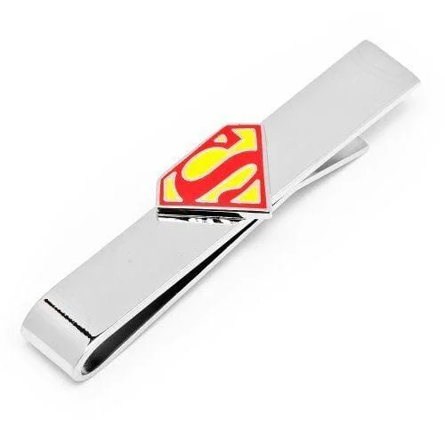 Men's tie with modern art-inspired design for work-Superman Shield Tie Bar