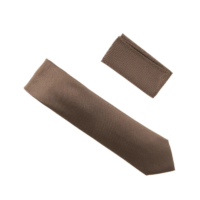 Designer silk tie for upscale corporate functions-Taupe Pin Dot Silk Necktie With Matching Pocket Square