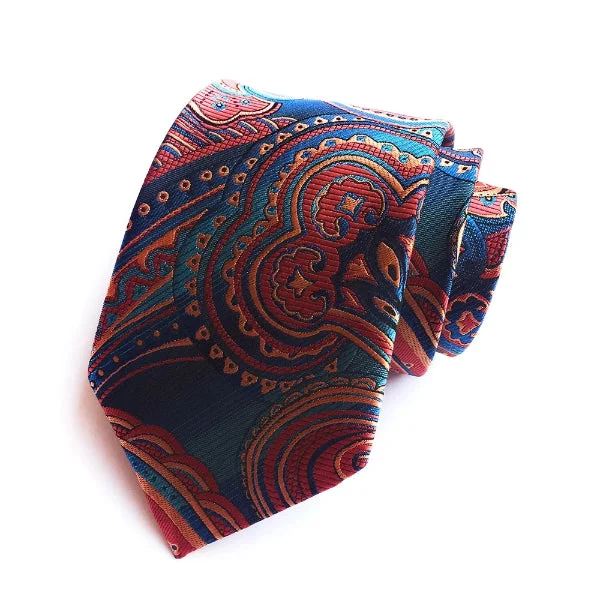 Men's tie for professional look with geometric designs-Classy Men Teal Silk Paisley Tie