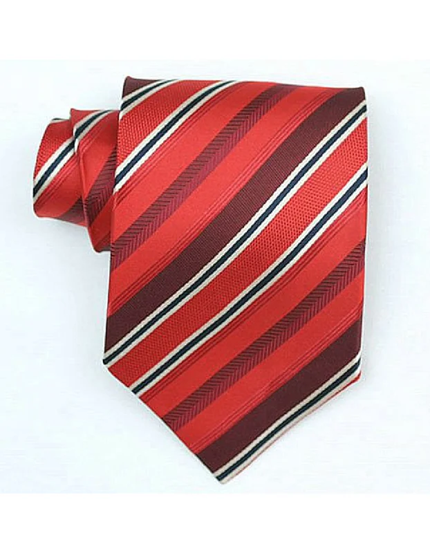 Men's tie for a trendy office outfit-Red Stripe Neck Tie