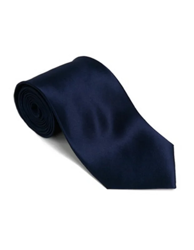 Men's tie with subtle checks for business wear-Solid Navy Neck Tie